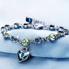 Braided Leaf Charm Crystal Wedding Bracelet for Women