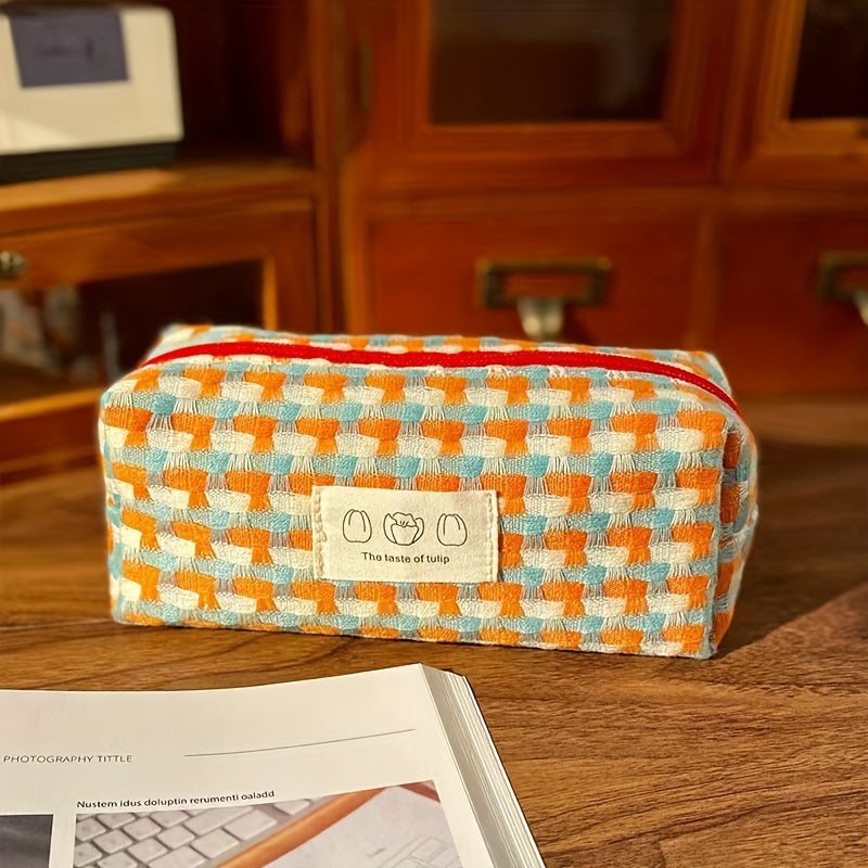 Rainbow Braided Pencil Case Large Capacity Beauty Bag