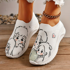 Casual Stylish Cartoon Couple Mesh Sneakers for Women