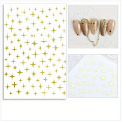 3D Nail Art Stickers Heart Star Pattern Sparkling Nail Decals