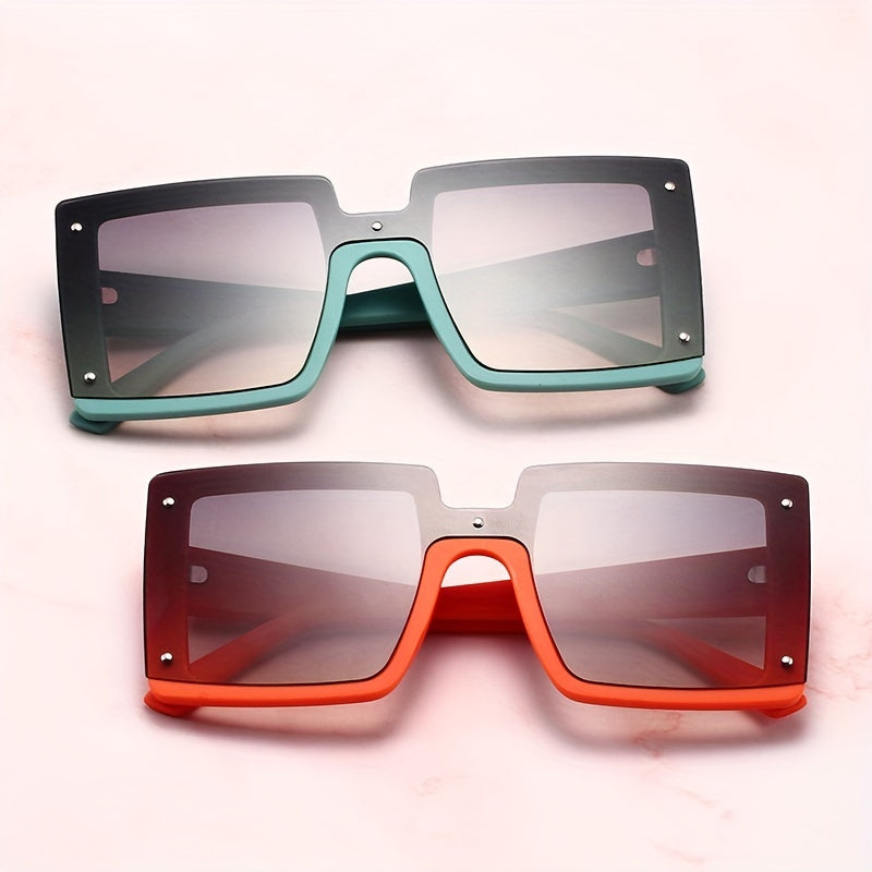 Large Square Sunglasses Casual Block Gradient Glasses UV400