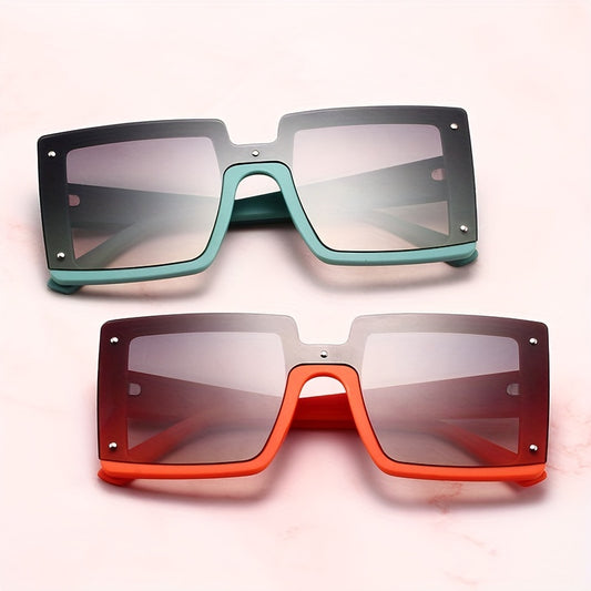 Large Square Sunglasses Casual Block Gradient Glasses UV400