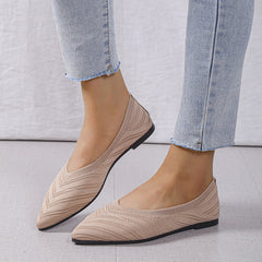 Women's Knitted Ballet Flats Slip On Shoes Lightweight Walking Shoes