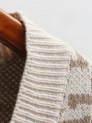  Letter Print Sweater Cardigan With Pockets
