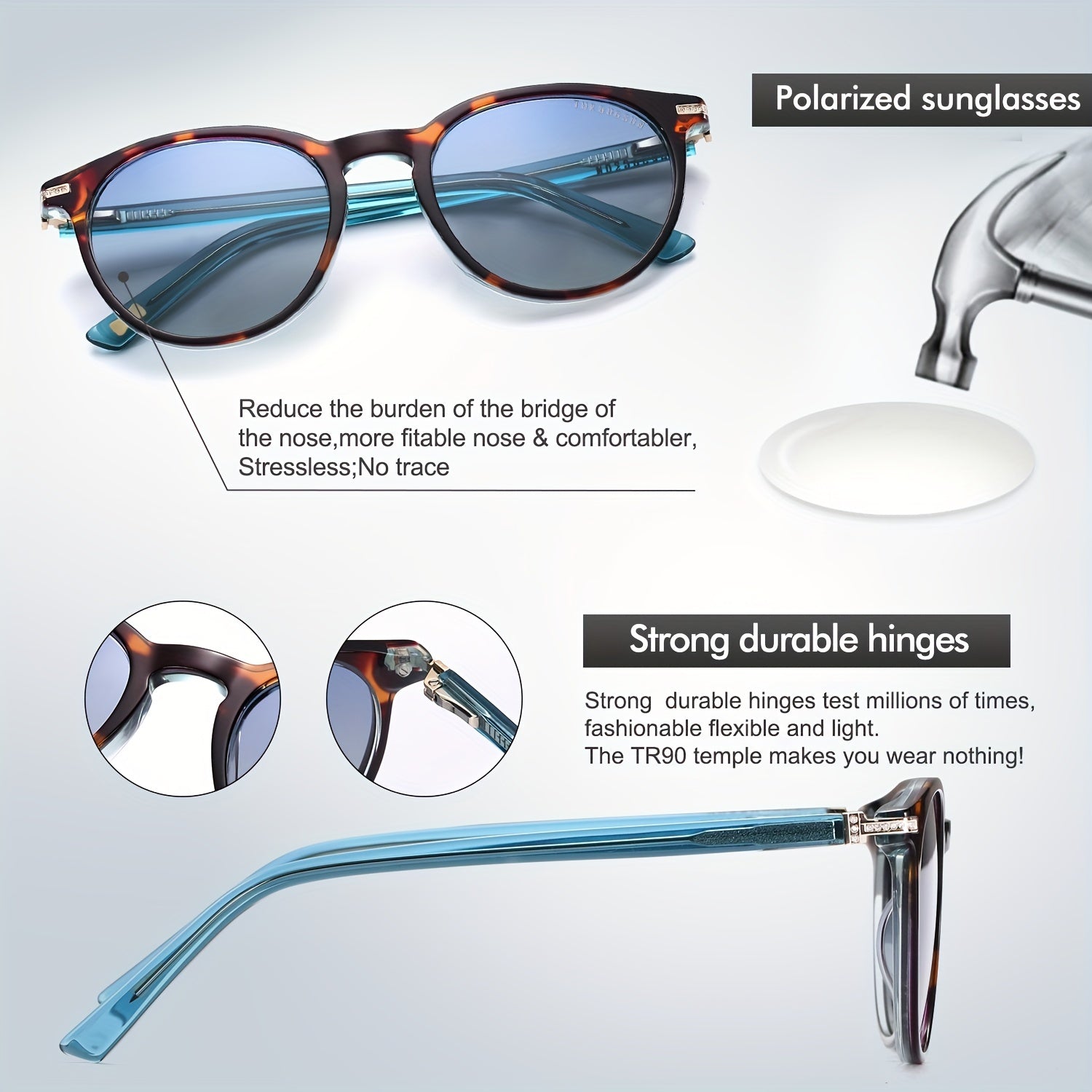 Men's Round Frame Sunglasses UV Protection for Outdoor Sports