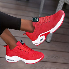 Mesh Lace Up Sneakers Air Cushion Running Shoes Women's Footwear