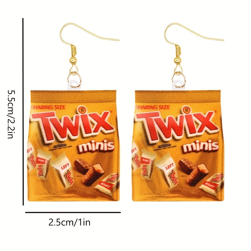 Funny Snack Bag Dangle Earrings Chip Candy Cookie Chocolate Bag Hip Hop Style