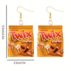 Funny Snack Bag Dangle Earrings Chip Candy Cookie Chocolate Bag Hip Hop Style