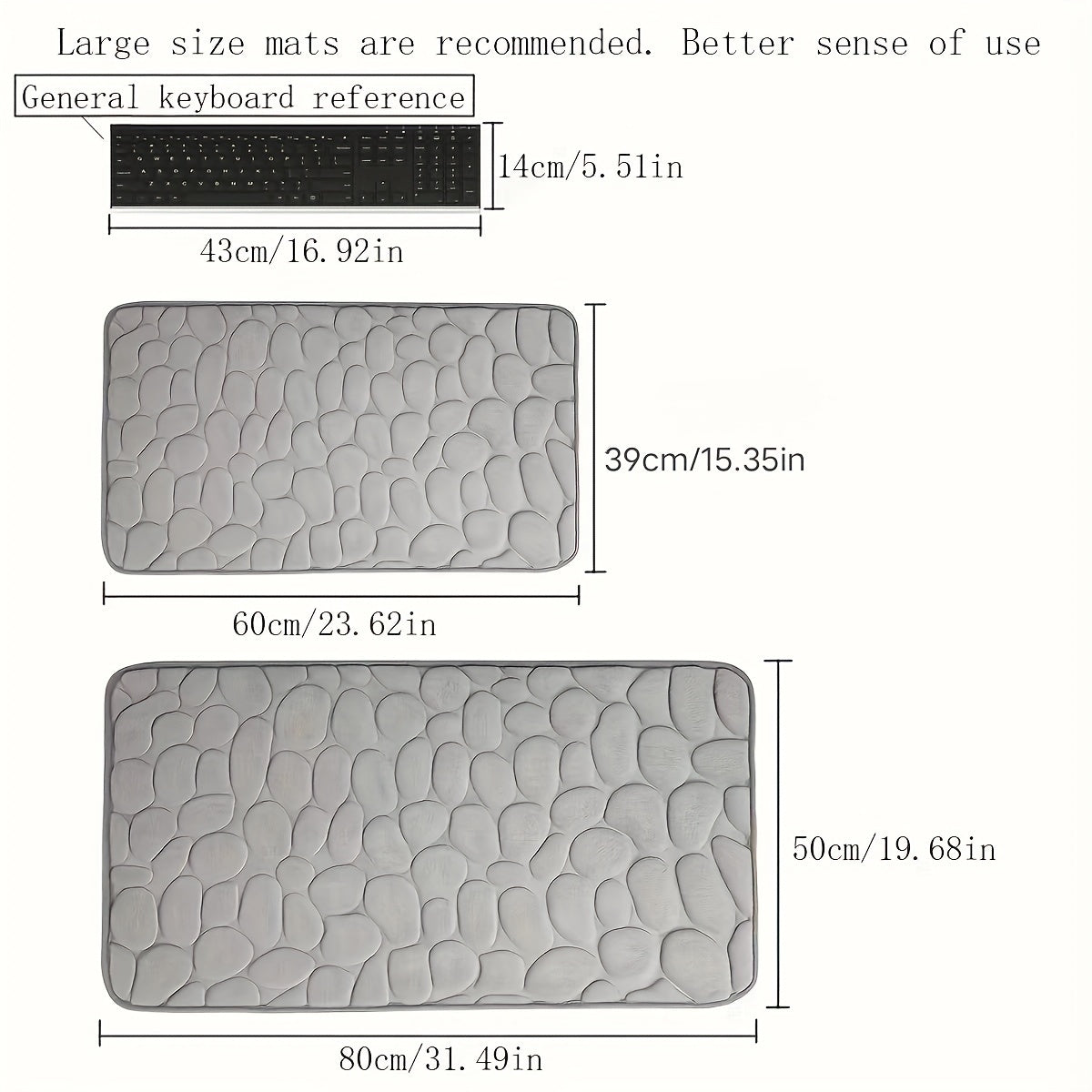 Soft Memory Foam Bathroom Rug with Cobblestone Embossment