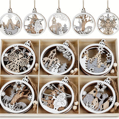 6pcs Winter Wonderland Farmhouse Christmas Tree Ornaments