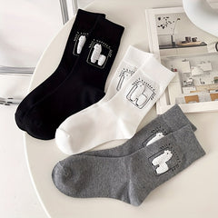 3 Pairs Alpaca Print Socks Women's Stockings