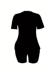 Women's Plus Letter Print Tee & Shorts Set