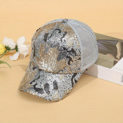 Maple Leaf Sequin Mesh Sunshade Sports Peaked Cap