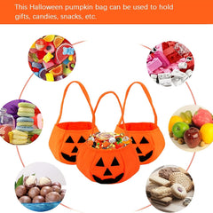 3pcs Pumpkin Candy Bag Trick Or Treat Halloween Pumpkin Bag