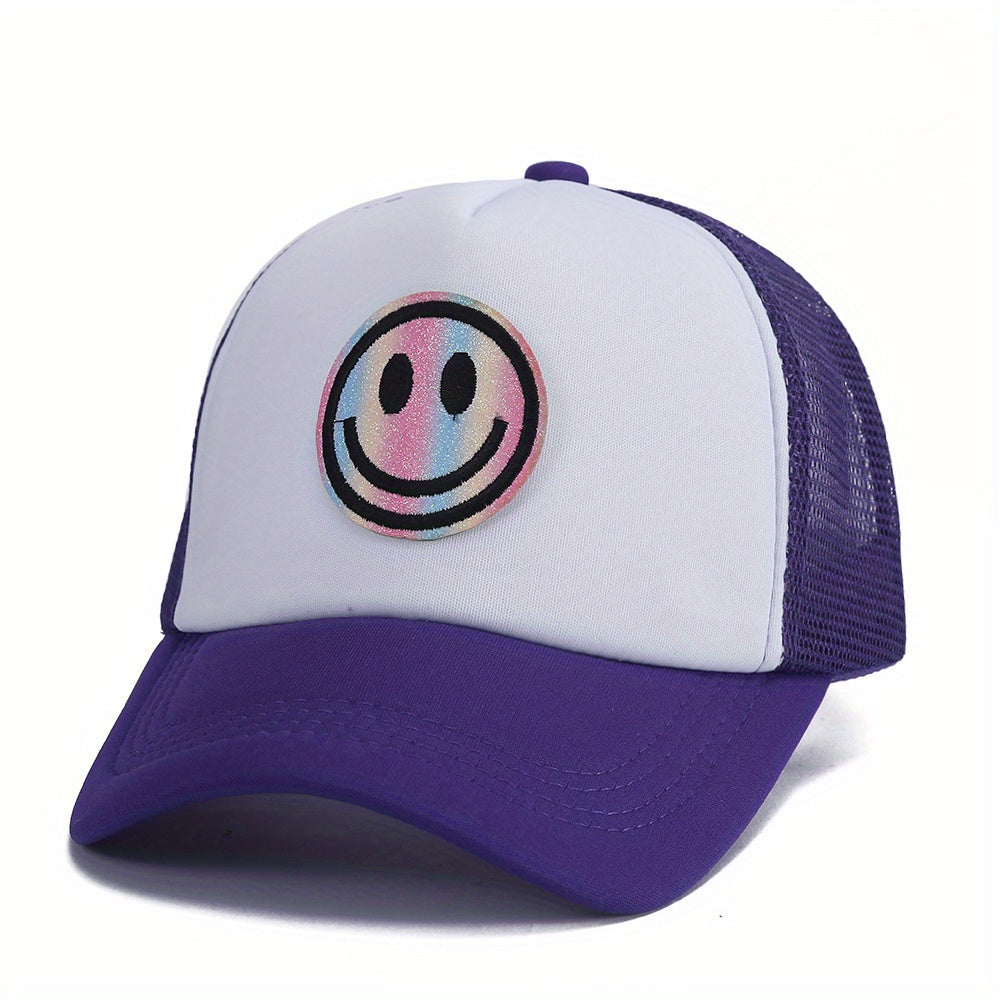 Men's Laser Happy Face Labeling Sponge Adjustable Baseball Cap