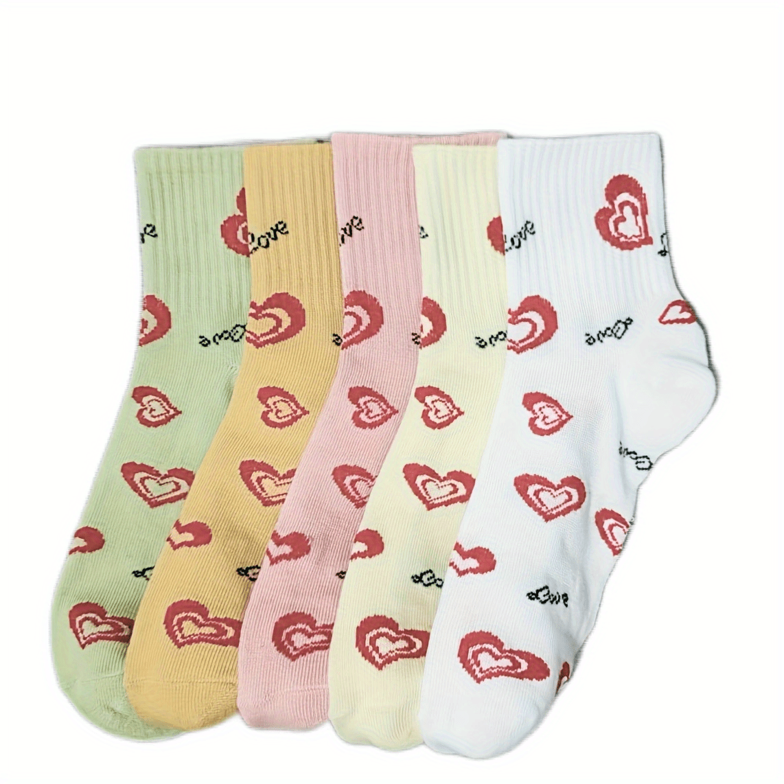 10 Pairs Heart Print Socks All-match Short Socks Women's Stockings