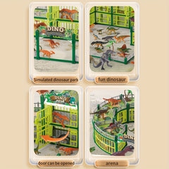 215pcs DIY Dinosaur Toy Set with 2 Story Building & 18 Dinosaurs