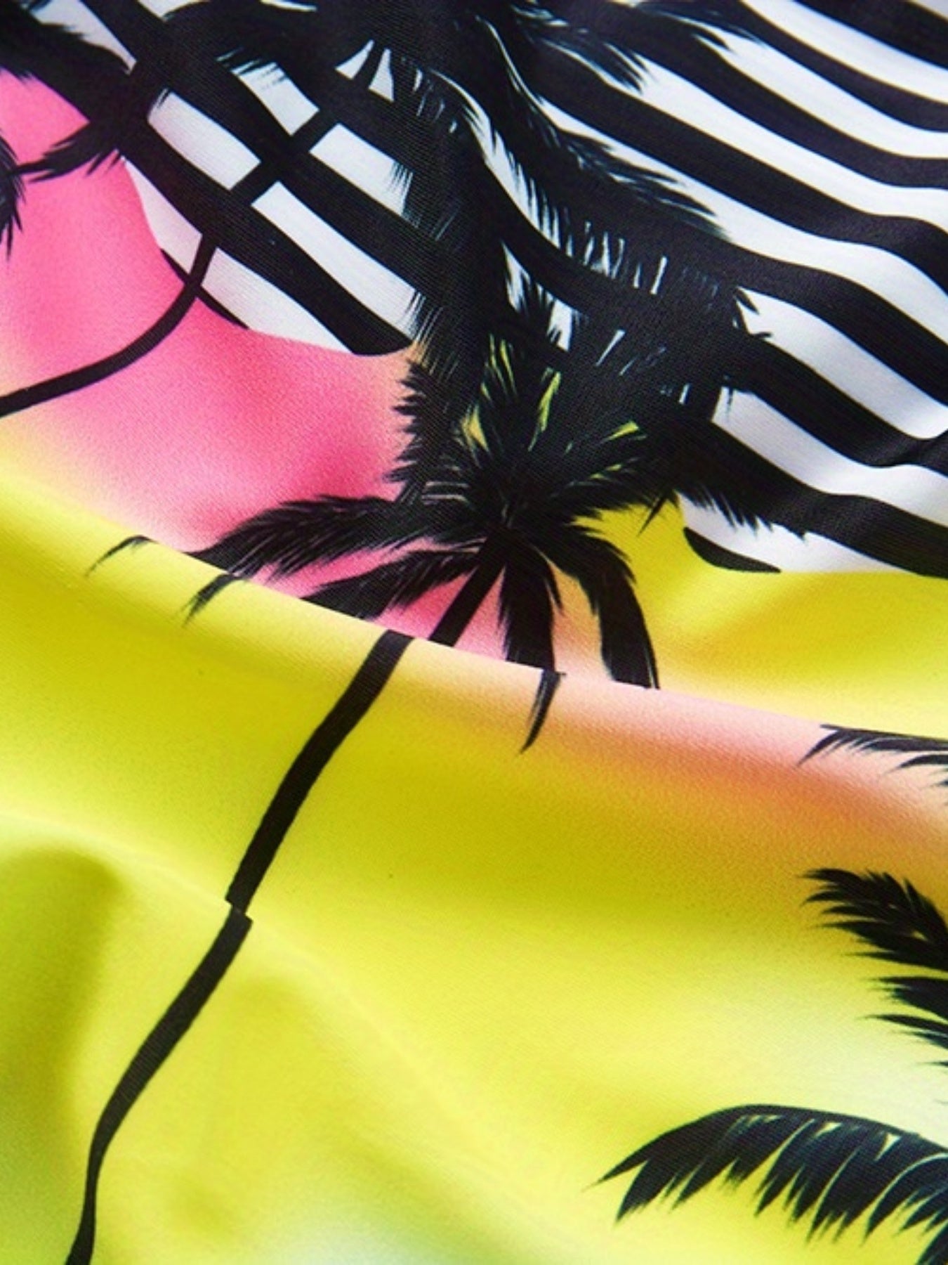 Girls Swimsuit One Piece Tankini Coconut Tree Landscape Print Quick Dry
