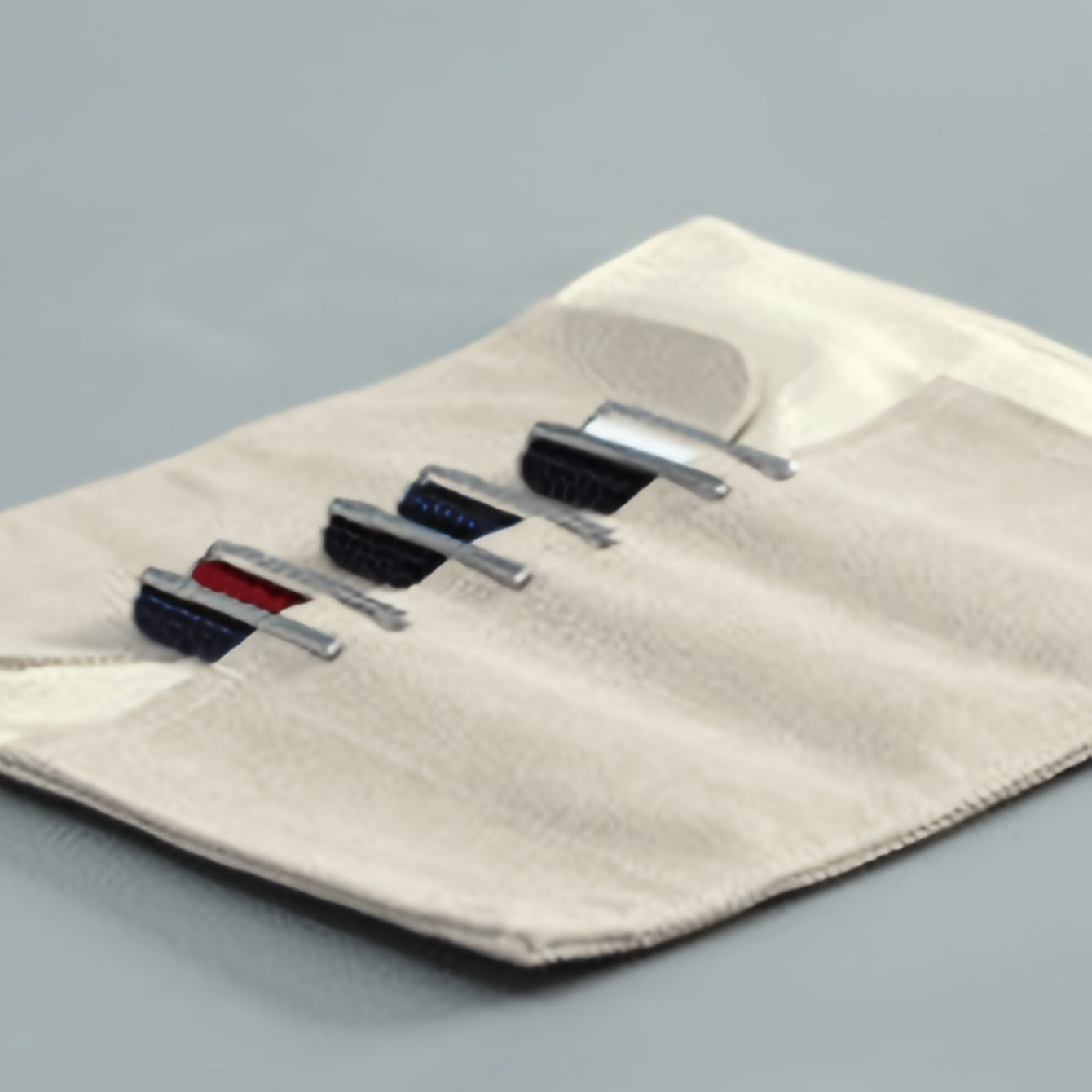 Snap Button Pen Curtain Roll Pen Bag Canvas Folding Stationery Bag