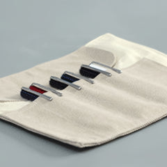 Snap Button Pen Curtain Roll Pen Bag Canvas Folding Stationery Bag
