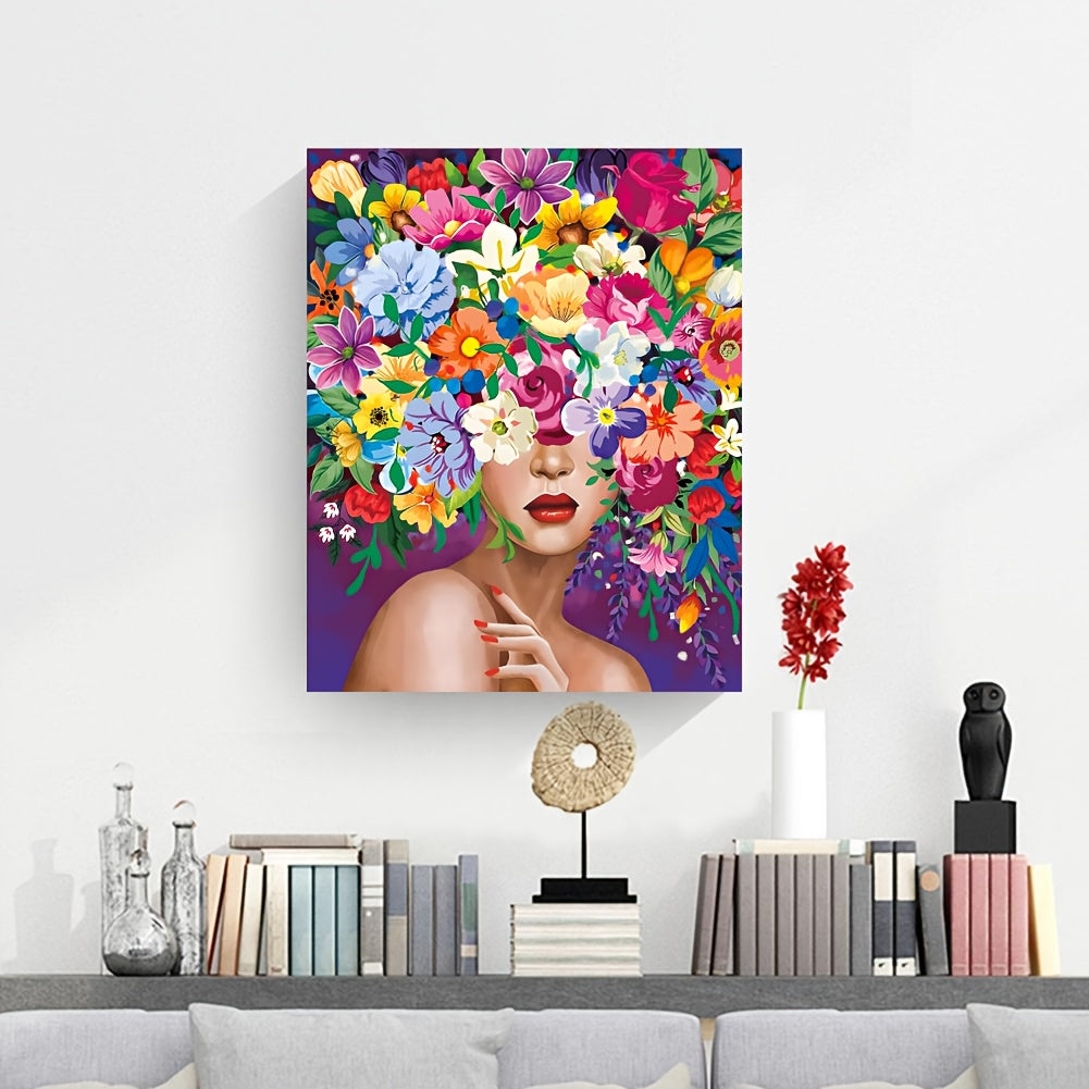 Flower Woman Canvas Painting Frameless Decorative Wall Art Picture