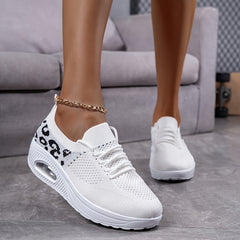 Leopard Print Air Cushion Chunky Sneakers Slip on Walking Shoes