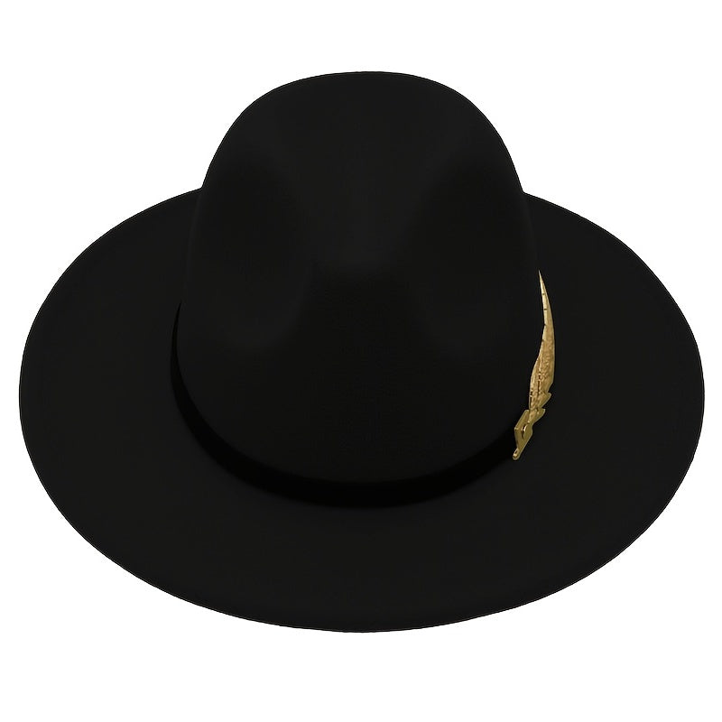 Men's Golden Fishbone Woolen Jazz Hat