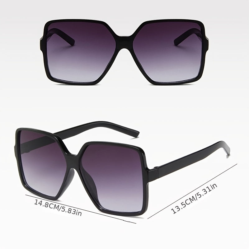 Square Frame Polarized Sunglasses Gradient Lens Vintage Eyewear