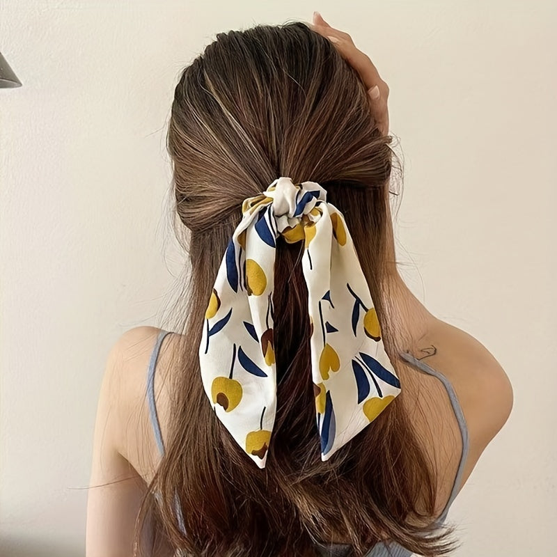 Tulip Pattern Bow Knot Hair Tie Flower Hair Rope Pastoral Hair Accessory