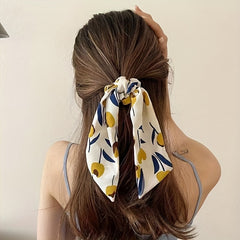 Tulip Pattern Bow Knot Hair Tie Flower Hair Rope Pastoral Hair Accessory