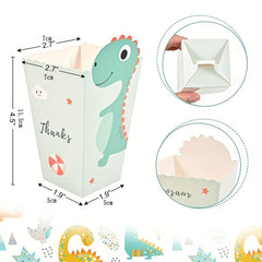 12PCS Dinosaur Popcorn Boxes for Kids Birthday Party Snacks