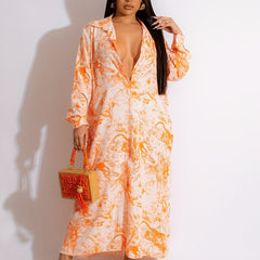  Leopard Print Deep V Neck Maxi Dress