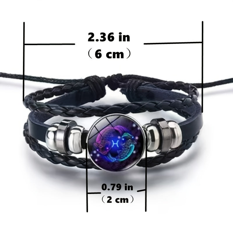 Zodiac Charm Bracelet Multilayer Leather Bangle
