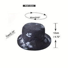 Tie Dye Print Sun Hat Unisex Drawstring Bucket Hats Lightweight Rain Hat
