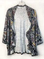  Paisley Print Ruffle Trim Cardigan
