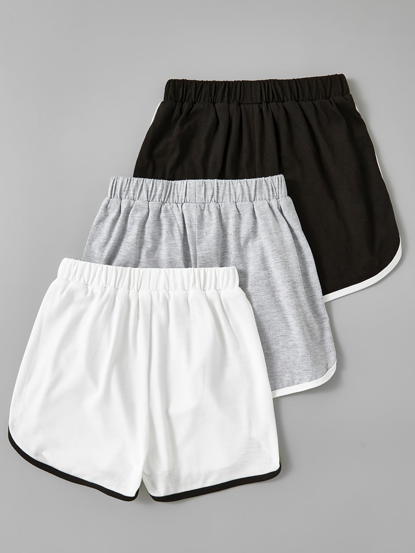 3pcs Girls Elastic Waist Sports Shorts for Summer