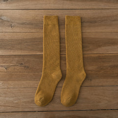 Solid Calf Socks Warm Knee High Stockings Women's Hosiery