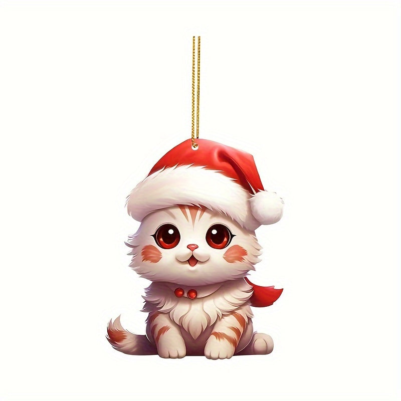 Cat Christmas 2D Hanging Ornament Xmas Tree Decoration