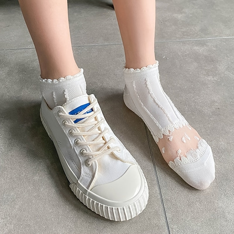 5 Pairs Crystal Glass Ankle Socks Women's Stockings