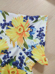 Women's Plus Floral Print Short Sleeve Dress