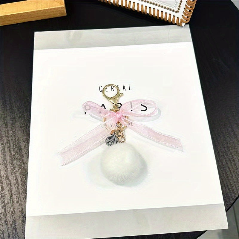 Bow Plush Ball Bag Pendant Key Chain Car Key Chain