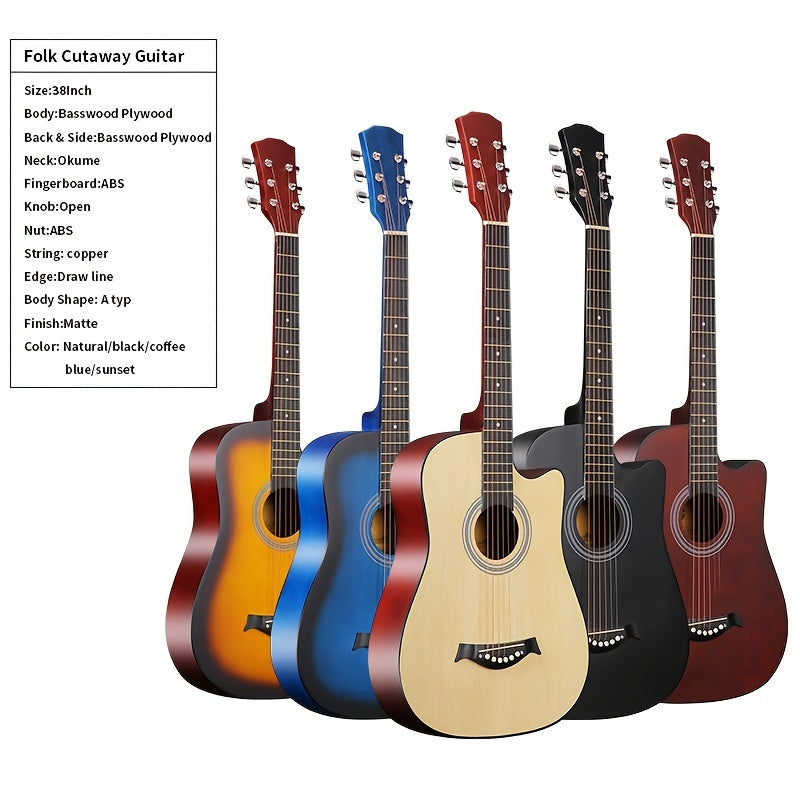 Folk Guitar 38 Inch Basswood Practicing Guitar Boys And Girls Beginners