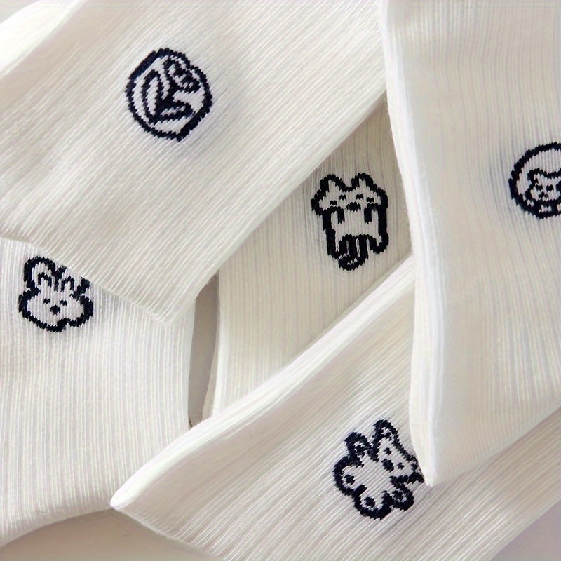 5 Pairs Women's Cartoon Print Socks Stockings