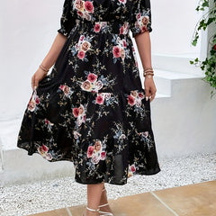  Floral Print Off Shoulder Dress