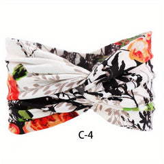 Boho Print Wide Headband Stretchy Sweatband for Women