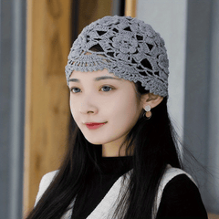 Soft Crochet Hollow Beanie Hat For Women Knitted Slouch
