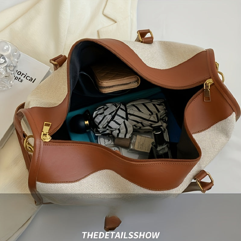 Large Canvas Tote Bag Short Distance Travel Shoulder Crossbody Commuter Bag