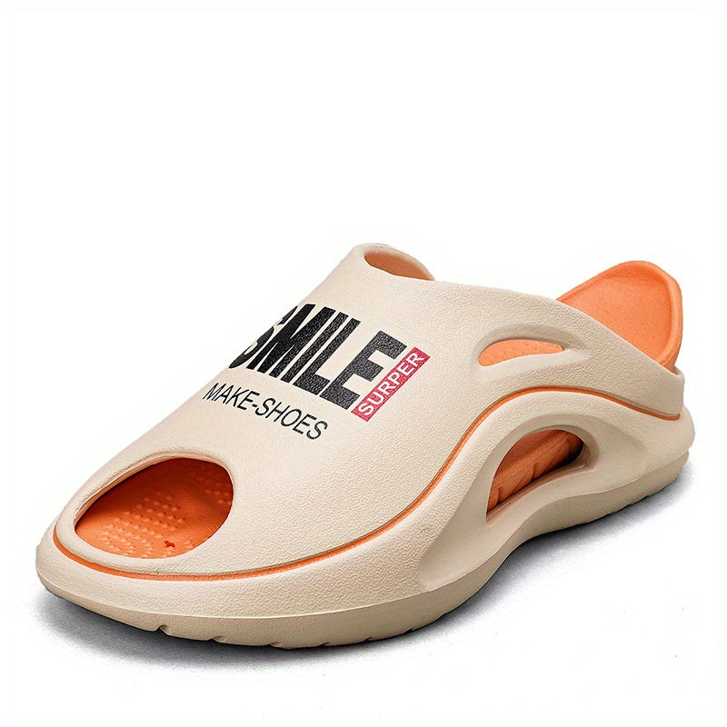 Men's Letter Print Non Slip Platform Slides