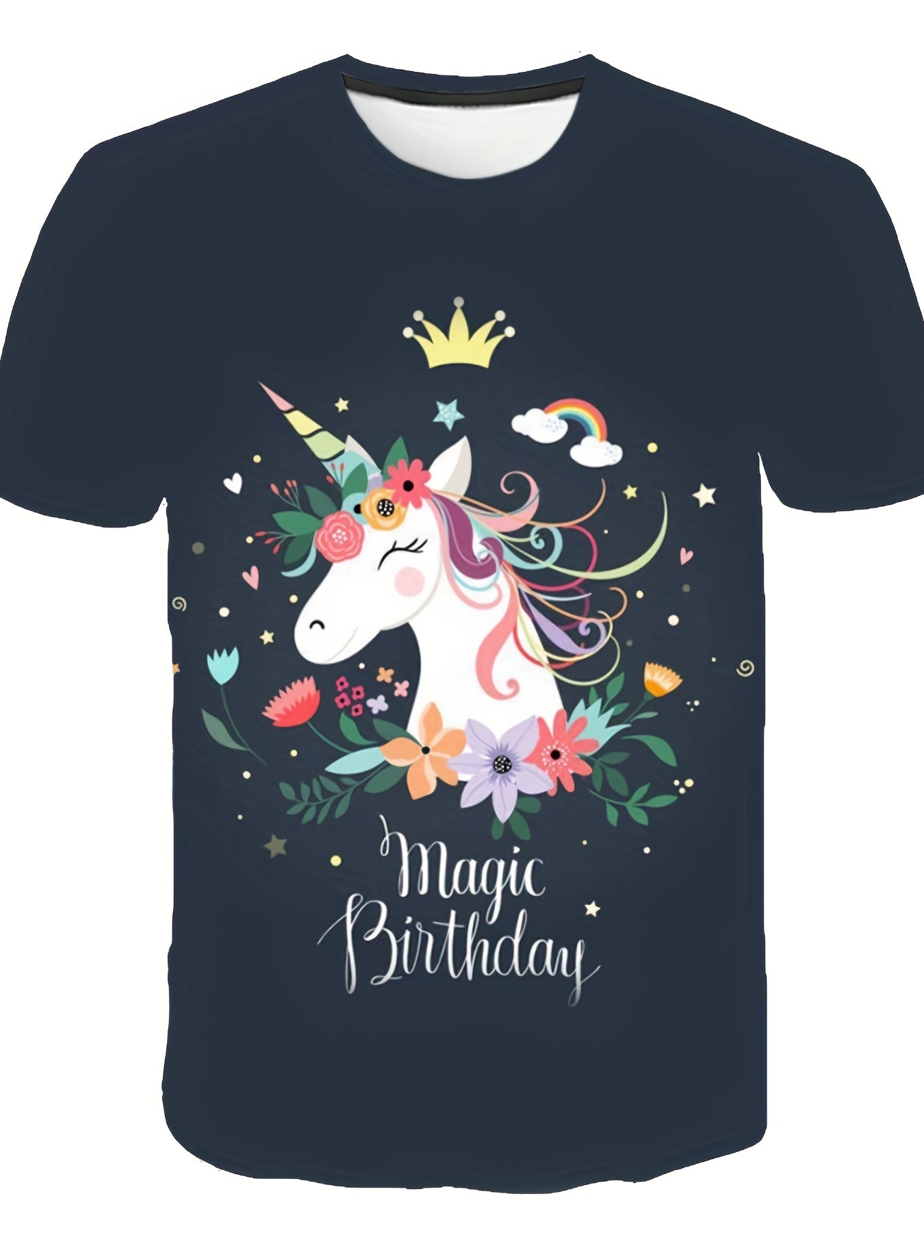Girl's Floral Pony T-shirt 3D Print Short Sleeve Tee For Summer