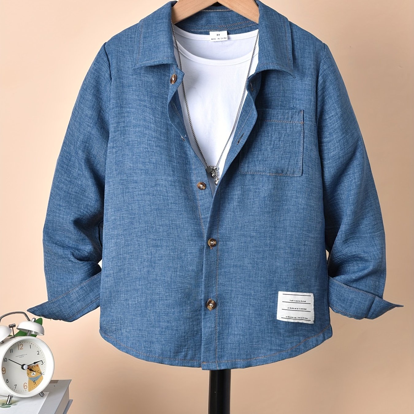 Boys Long Sleeve Button Down Outwear Shirts Jacket